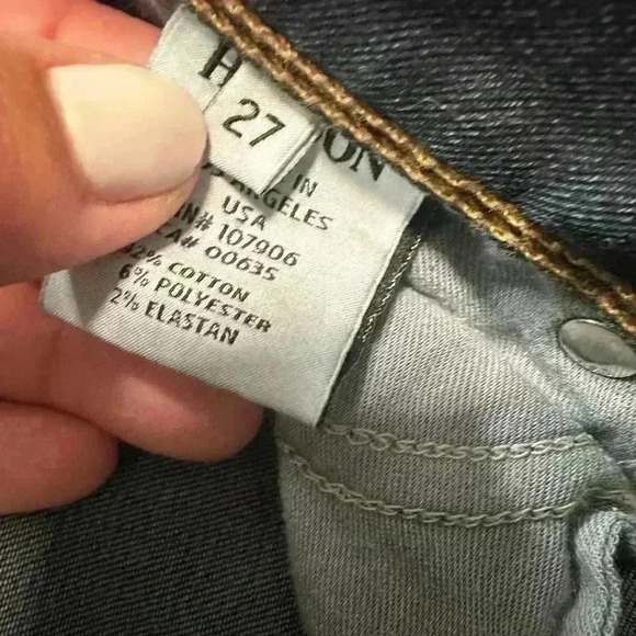 203.Hudson Ginny Crop Straight with Cuff Jeans Womens Size 27 Low Rise Dark Wash - Picture 7 of 10